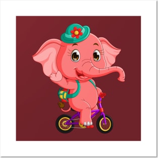 elephant riding bicycle Posters and Art